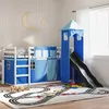 Image de vidaXL Lit superposé sans matelas avec toboggan et rideaux 90x190 cm