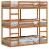 Image de vidaXL Lit superposÃ© triple marron cire 75x190 cm bois de pin massif