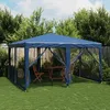 Image de vidaXL Vidaxl Tente De Fête Avec 8 Parois Latérales En Maille Bleu 4x4m Pehd