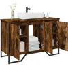 Image de vidaXL Vidaxl Armoire Lavabo De Salle De Bain Chêne Fumé 91x35x60 Cm