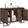 Image de vidaXL Vidaxl Armoire Lavabo De Salle De Bain Chêne Marron 91x35x60 Cm