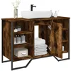 Image de vidaXL Vidaxl Armoire Lavabo De Salle De Bain Chêne Fumé 91x35x60 Cm