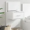 Image de vidaXL Table de chevet murale avec lumières LED blanc848157