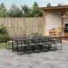 Image de vidaXL Ensemble à manger de jardin 11 pcs coussins noir résine tressée