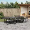 Image de Vidaxl Ensemble Ã Manger De Jardin 13 Pcs Coussins Noir RÃ©sine TressÃ©e