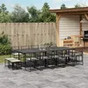 Image de vidaXL Ensemble à manger de jardin 15 pcs coussins noir résine tressée