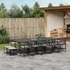 Image de Vidaxl Ensemble Ã Manger De Jardin 15 Pcs Coussins Noir RÃ©sine TressÃ©e
