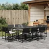 Image de Vidaxl Ensemble Ã Manger De Jardin 11 Pcs Coussins Noir RÃ©sine TressÃ©e