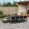 Image de vidaXL Vidaxl Ensemble À Manger De Jardin 13 Pcs Coussins Noir Résine Tressée