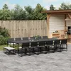Image de Vidaxl Ensemble Ã Manger De Jardin 17 Pcs Coussins Noir RÃ©sine TressÃ©e