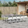 Image de vidaXL Ensemble à manger de jardin avec coussins 11pcs blanc textilène