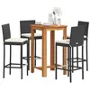 Image de vidaXL Ensemble de bar de jardin 5 pcs noir bois massif acacia rotin