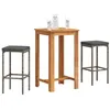 Image de vidaXL Ensemble de bar de jardin 3 pcs gris bois massif acacia rotin