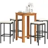 Image de Vidaxl Ensemble De Bar De Jardin 5 Pcs Noir Bois Massif Acacia Rotin