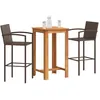 Image de vidaXL Vidaxl Ensemble De Bar De Jardin 3 Pcs Marron Bois Massif Acacia Rotin