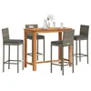 Image de Vidaxl Ensemble De Bar De Jardin 5 Pcs Gris Bois Massif Acacia Rotin