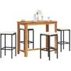 Image de vidaXL Vidaxl Ensemble De Bar De Jardin 5 Pcs Noir Bois Massif Acacia Rotin
