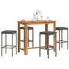 Image de vidaXL Ensemble de bar de jardin 5 pcs gris bois massif acacia rotin3295284