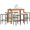 Image de vidaXL Ensemble de bar de jardin 7 pcs marron bois massif acacia rotin3295285