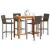 Image de vidaXL Ensemble de bar de jardin 5 pcs marron bois massif acacia rotin