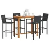 Image de vidaXL Ensemble de bar de jardin 5 pcs noir bois massif acacia rotin