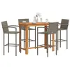 Image de vidaXL Ensemble de bar de jardin 5 pcs gris bois massif acacia rotin
