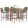 Image de Vidaxl Ensemble De Bar De Jardin 7 Pcs Gris Bois Massif Acacia Rotin