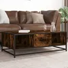 Image de Vidaxl Table Basse ChÃªne FumÃ© 100x57x35 Cm Bois D'ingÃ©nierie Et MÃ©tal