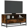 Image de vidaXL Meuble TV chêne fumé 80x34,5x40 cm bois d'ingénierie et métal848811