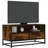 Image de Vidaxl Meuble Tv ChÃªne FumÃ© 80x34,5x40 Cm Bois D'ingÃ©nierie Et MÃ©tal