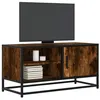 Image de vidaXL Meuble TV chêne fumé 80x34,5x40 cm bois d'ingénierie et métal848821