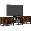 Image de vidaXL Vidaxl Meuble Tv Chêne Fumé 160x35x41 Cm Bois D'ingénierie Et Métal