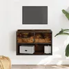 Image de vidaXL Meuble TV chêne fumé 60x31x39,5 cm bois d'ingénierie et métal848911
