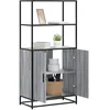 Image de vidaXL Buffet haut sonoma gris 68x35x139 cm bois d'ingÃ©nierie et mÃ©tal