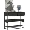 Image de vidaXL Table console noir 90x35x80 cm bois d'ingÃ©nierie