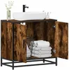 Image de vidaXL Armoire de lavabo de salle de bain chÃªne fumÃ© 65x33x60 cm