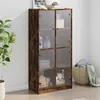 Image de vidaXL Buffet haut avec portes chÃªne fumÃ© 68x37x142 cm bois ingÃ©nierie