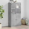 Image de vidaXL Buffet haut avec portes gris béton 68x37x142 cm bois ingénierie3295867