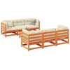 Image de Vidaxl Salon De Jardin 7 Pcs Avec Coussins Cire Marron Bois Pin Massif