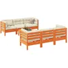 Image de vidaXL Vidaxl Salon De Jardin 7 Pcs Avec Coussins Cire Marron Bois Pin Massif