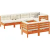 Image de vidaXL Vidaxl Salon De Jardin 8 Pcs Avec Coussins Marron Cire Bois Pin Massif