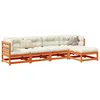 Image de Vidaxl Salon De Jardin 5 Pcs Avec Coussins Cire Marron Bois Pin Massif
