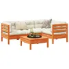 Image de vidaXL Salon de jardin 5 pcs avec coussins cire marron bois pin massif