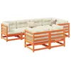 Image de vidaXL Salon de jardin 7 pcs avec coussins cire marron bois pin massif