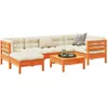 Image de Vidaxl Salon De Jardin 7 Pcs Avec Coussins Cire Marron Bois Pin Massif