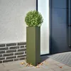 Image de Vidaxl JardiniÃ¨res 2 Pcs Vert Olive Triangulaire 30x26x75 Cm Acier