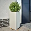Image de Vidaxl JardiniÃ¨res 2 Pcs Blanc Triangulaire 50x43x75 Cm Acier