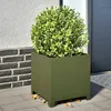 Image de vidaXL Vidaxl Jardinières 2 Pcs Vert Olive 40x40x40 Cm Acier