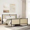 Image de vidaXL Cadre de lit en mÃ©tal sans matelas chÃªne sonoma 140x190 cm
