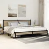 Image de Vidaxl Cadre De Lit En MÃ©tal Sans Matelas ChÃªne Sonoma 193x203 Cm